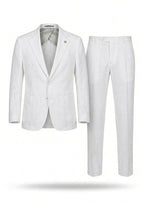 White Lightweight Linen Suit for Men – Breathable Summer Tailored Set.LIS-001