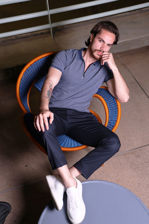 Blue Grey Mercerized Cotton Polo Shirt | Premium Shine & Ultra-Soft Comfort.MCP-003