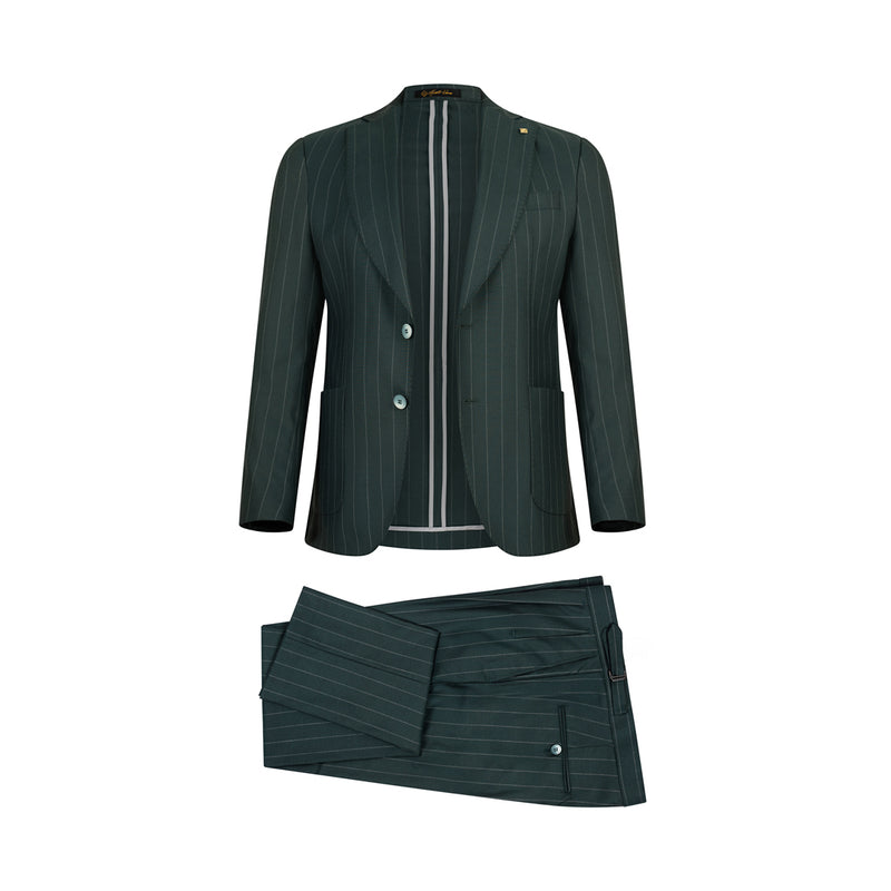Men’s Italian Striped Wool Classic Suit-ST.OLIVE.053
