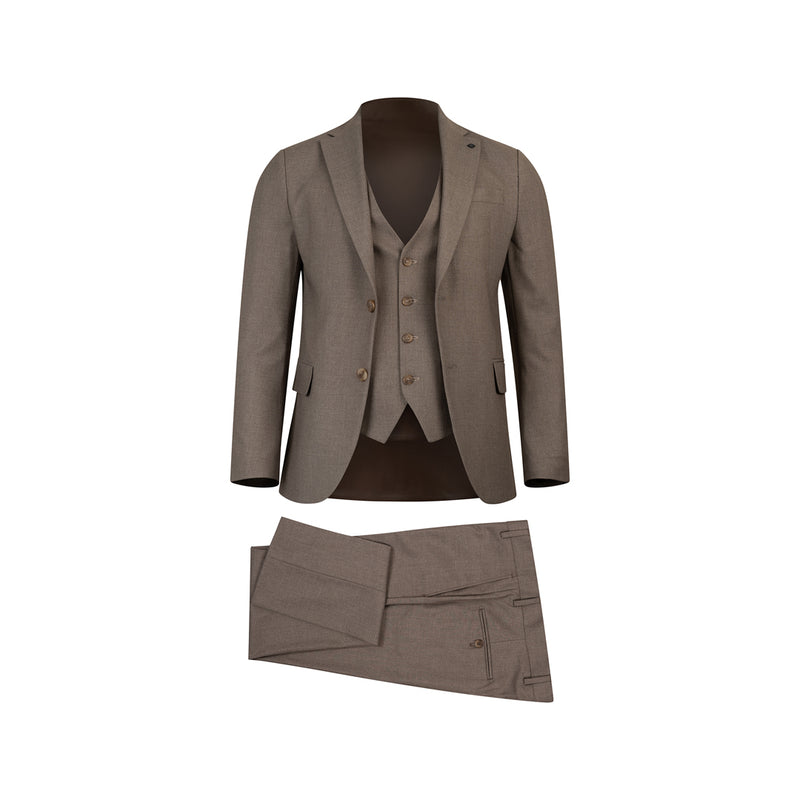 Men’s Classic Wool 3-Piece Suit-COFFEE.055