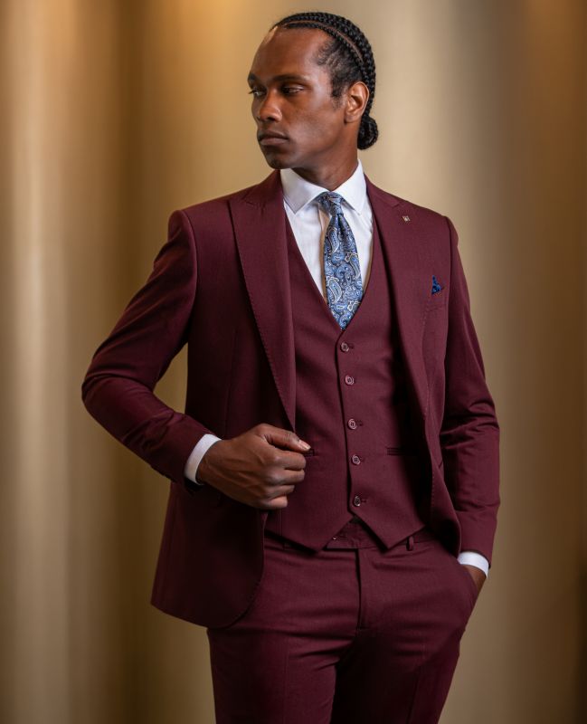 Bordeaux 3 pieces-Wool Classic suit