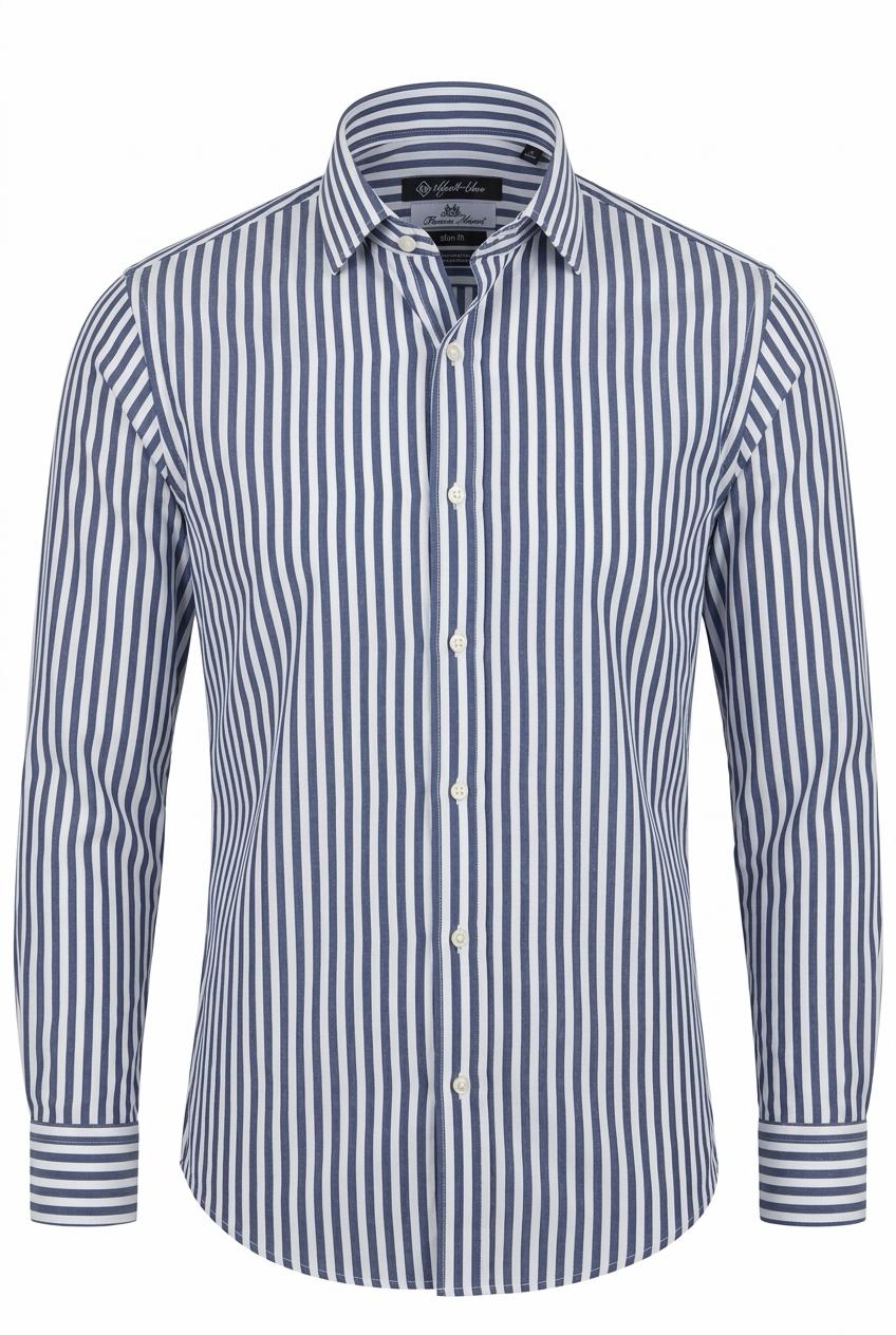 ST. Navy Thomas Mason Premium Cotton Shirt.ST020