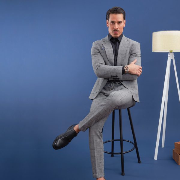 Grey Glen Plaid Suit - Timeless and Sophisticated Men's Formal Attire.
