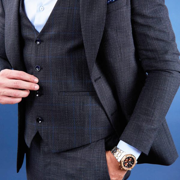 Plaid Slim Fit Vested Men's Suit | Minotti Uomo - Image 4