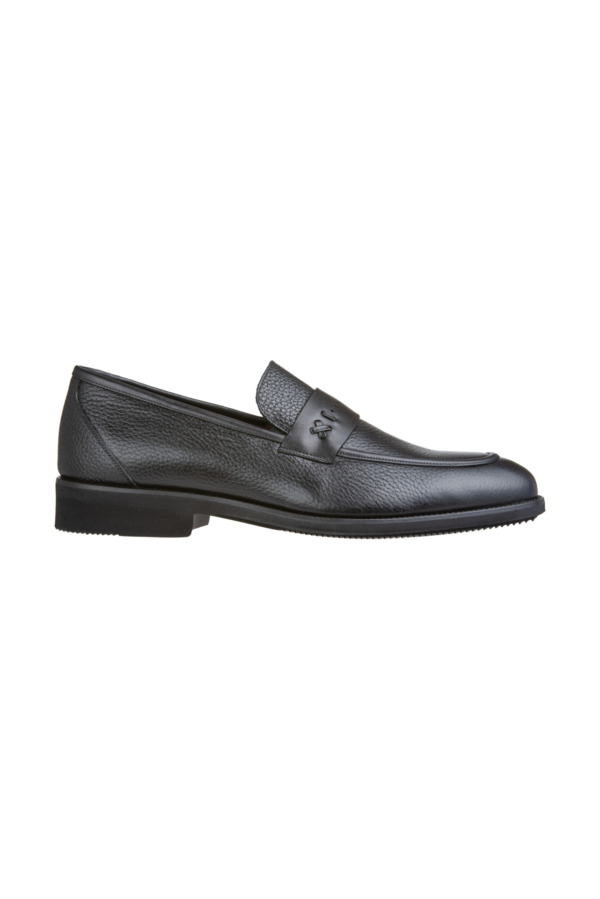 Black Leather Penny Loafers - Minotti Uomo - Image 2