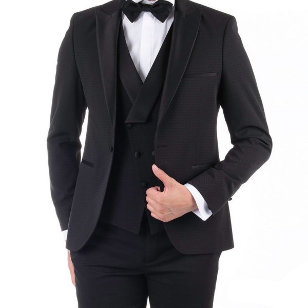Satin Shawl Lapel Black Wedding Suit