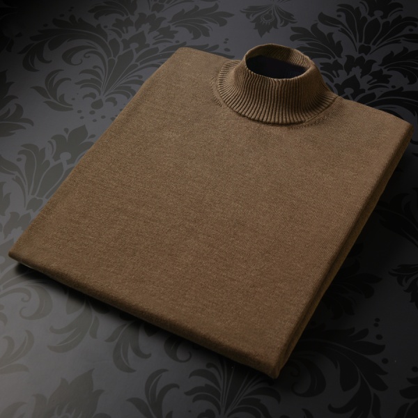Variety of 14 colored wool turtleneck sweaters by Minotti Uomo ranging from classic to vibrant hues